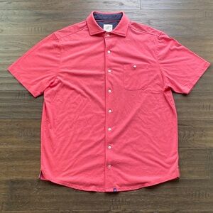 johnnie-O Button Down Shirt Mens Sz Large Coral Knit Coastal Casual